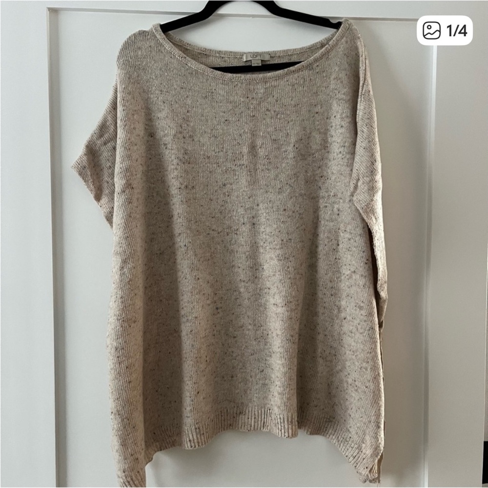 LOFT Beige Knit Poncho Sweater